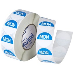 Avery Food Rotation Round Label 24Mm Monday Blue Roll Of 1000