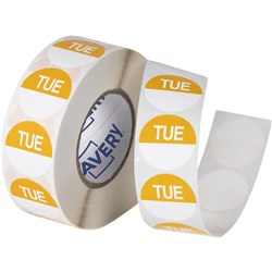 Avery Food Rotation Round Label 24Mm Tuesday Yellow Roll Of 1000