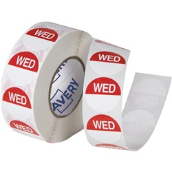 Avery Food Rotation Round Label 24Mm Wednesday Red Roll Of 1000