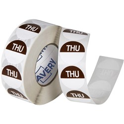 Avery Food Rotation Round Label 24Mm Thursday Brown Roll Of 1000