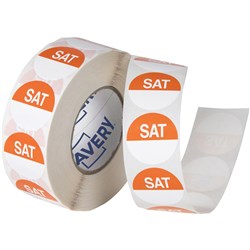 Avery Food Rotation Round Label 24Mm Saturday Orange Roll Of 1000
