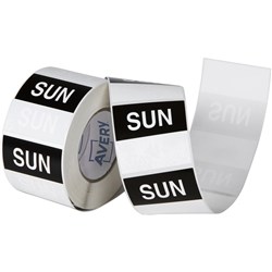 Avery Food Rotation Square Label 40Mm Sunday Black Roll Of 500