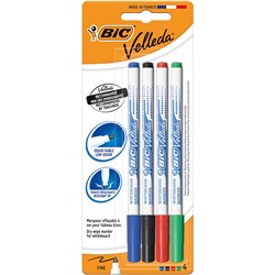 Bic Velleda Whiteboard Marker 1721 Thin Bullet Assorted Pack Of 4