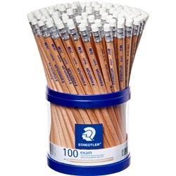 Staedtler Natural Pencil 132 2B With Eraser Tip Cup of 100