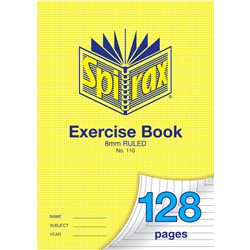 Spirax Exercise Book 110 A4 128 Page 8mm Ruled 