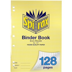 Spirax Binder Book 127 A4 128 Page 8mm Ruled 