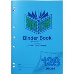 Spirax Binder Book P127 A4 128 Page 8mm Ruled 