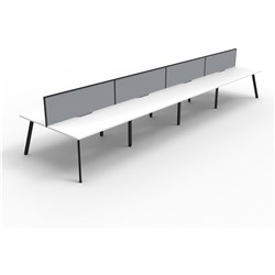 Eternity Workstation 8 Person With Screen 1200Wx750D White Top Black Double Frame