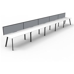Eternity Workstation 5 Person With Screen 1500Wx750D White Top Black Single Frame
