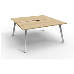Eternity Workstation 2 Person No Screen 1800Wx750D Oak Top White Double Frame