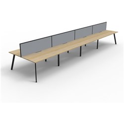 Eternity Workstation 8 Person With Screen 1200Wx750D Oak Top Black Double Frame