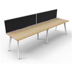 Eternity Workstation 2 Person With Screen 1800Wx750D Oak Top White Single Frame