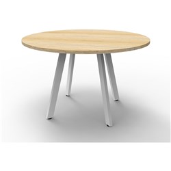 Eternity Round Meeting Table 900Mm Diam Top  Oak Top White Base