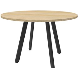 Eternity Round Meeting Table 900Mm Diam Top  Oak Top Black Base