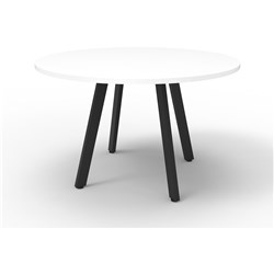 Eternity Round Meeting Table 1200Mm Diam Top  White Top Black Base