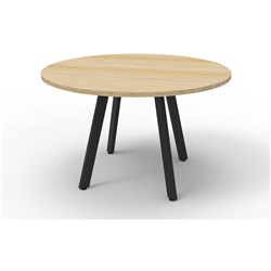 Eternity Round Meeting Table 1200Mm Diam Top  Oak Top Black Base