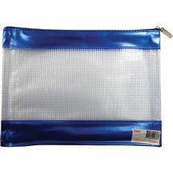 Stat Pvc Mesh Pencil Case 278 X 200Mm  Blue And Clear