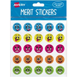 Avery Merit Stickers 300 Labels Smiley Faces Assorted