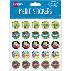 Avery Merit Stickers 300 Labels Caption 3 Assorted