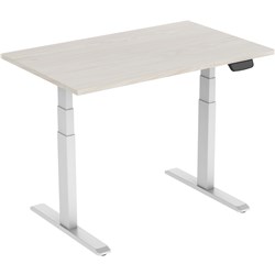 Ergovida Sit-Stand Desk   Straight Electric White Frame Lightwood 1500 X 750Mm Top