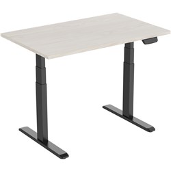 Ergovida Sit-Stand Desk   Straight Electric Black Frame Lightwood 1500 X 750Mm Top