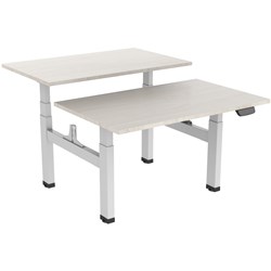 Ergovida Sit-Stand Desk Back To Back Electric White  Frame 1800X750Mm Lightwood Top