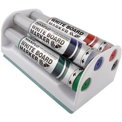 Pentel Mwl5 Whiteboard Marker Maxiflo Magnetic Eraser Set Pack Of 4 Assorted Colours