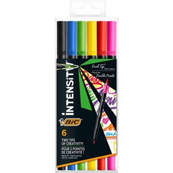 BIC Intensity Dual Tip  Fineliner Assorted Colours Box of 6