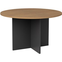 Om Premier Round Meeting   Table D900 X H720Mm Regal Walnut And Charcoal