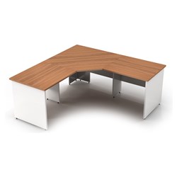 Om Premier 3 Piece Corner  Workstation 1800Hx700Wx720Dmm Virginia Walnut And White