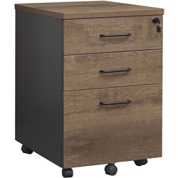 Om Premier 3 Drawer Mobile Pedestal W468 X D510 X H685Mm Regal Walnut And Charcoal