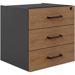 Om Premier 3 Drawer Fixed  Pedestal W464 X D400 X H450Mm Regal Walnut And Charcoal