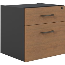 Om Premier 2 Drawer Fixed Pedestal W464 X D400 X H450Mm Regal Walnut And Charcoal