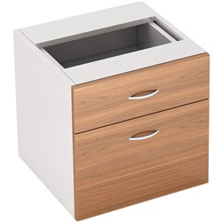 Om Premier 2 Drawer Fixed  Pedestal W464 X D400 X H450Mm Virginia Walnut And White