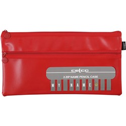 Celco Pencil Case Name 2 Zips Large 350X180Mm Red