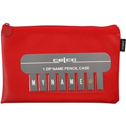 Celco Pencil Case Name 1 Zip Small 225X143Mm Red