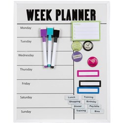 Quartet Magnetic Weekly  Planner set 280 X 360mm with markers and magnets