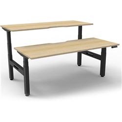 Rapidline B+2P1275 No/Bl  Boost+Back To Back Workstation Natural Oak Top Black Base