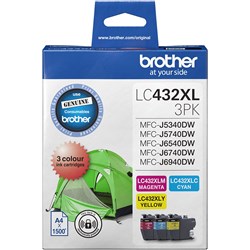 Brother Lc-432Xl-3Pks High Yield Ink Cartridge 3 Colour Value Pack