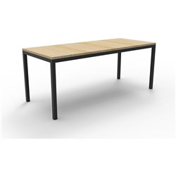 Rapidline Steel Frame Table 730Hx1500Wx750Mmd Natural Oak Top Black Frame