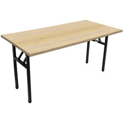 Rapidline Steel Folding Table 730Hx1800Wx750Mmd Natural Oak Top Black Frame