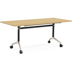 Rapidline Typhoon Flip Top Table 750Hx750Wx1800Mmd Natural Oak Top Black Frame