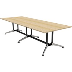 Rapidline Typhoon Boardroom Table 750Hx1200Wx3200Mmd Natural Oak Top Black Frame