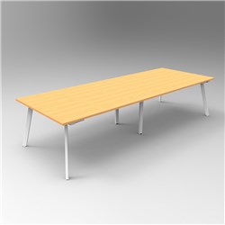 Rapidline Eternity Meeting Table 730Hx3200Wx1200Mmd Beech Top White Base