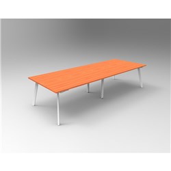 Rapidline Eternity Meeting Table 730Hx3200Wx1200Mmd Cherry Top White Base