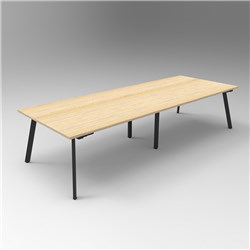 Rapidline Eternity Meeting Table 730Hx3200Wx1200Mmd Natural Oak Top Black Base