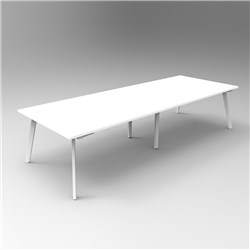 Rapidline Eternity Meeting Table 730Hx3200Wx1200Mmd Natural White Top White  Base