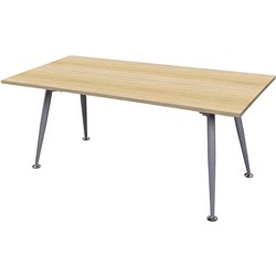 Rapidline Span Meeting Table 730Hx1800Wx900Mmd Natural Oak Top Silver Frame