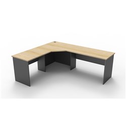 Rapidline Corner Workstation 2100Wx1800Wx600Mmh 3 Piece Natural Oak & Ironstone