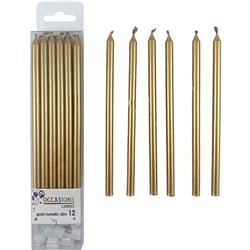 Alpen Candle Slim 120Mm Gold Pack Of 12